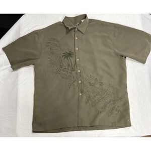 Bamboo Cay Mens Palm Tree‎ Shirt Size X-Large Green Short Sleeve Button Up